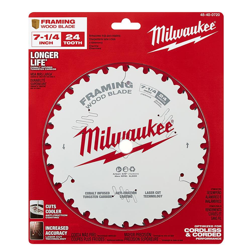 MW 7-1/4 in. 24T Framing Circular Saw Blade 48-40-0720 from MW