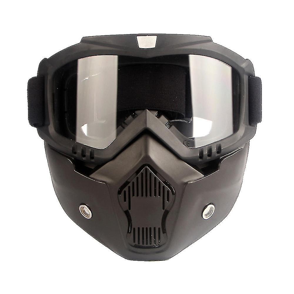 Tactical Air Gun Mask Paintball Full Face Protective Mask Safety Helmet Black Frame Transparent