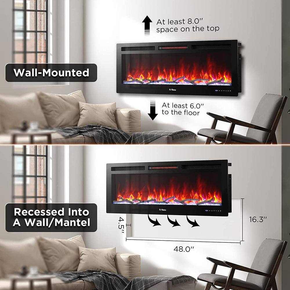 TURBRO 50 in. WiFi Electric Radiant Fireplace with Crackling Sound 1500-Watt Infrared Quartz Heater App  Voice Control INF50W-3D