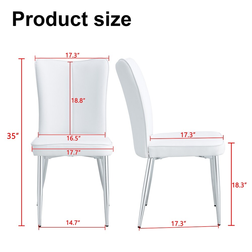 PU Leather Dining Chairs with Metal Legs  Set of 2