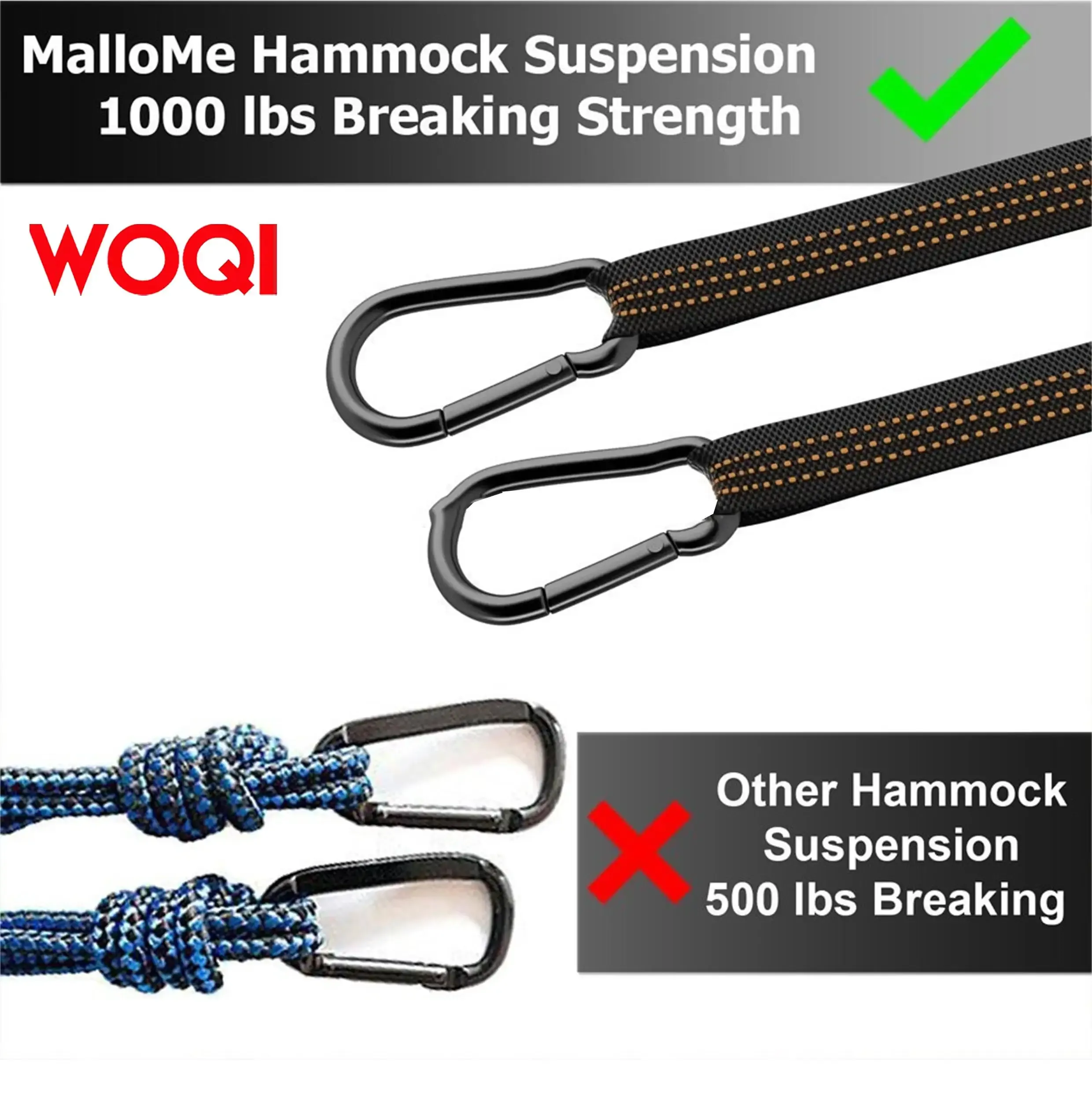 WOQI outdoor furniture portable mini lightweight camping nylon hammock with free tree straps