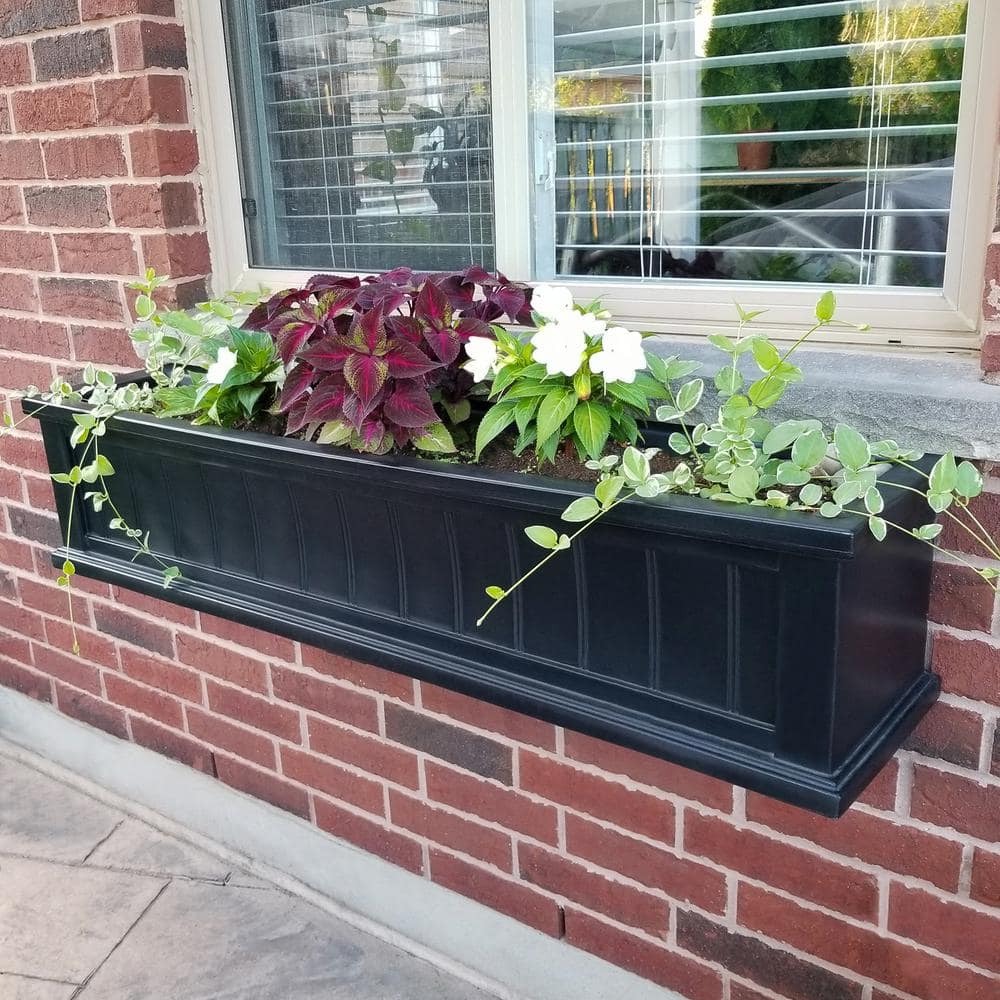 Mayne Cape Cod 48 in. x 11 in. Self-Watering Black Polyethylene Window Box 4841-B