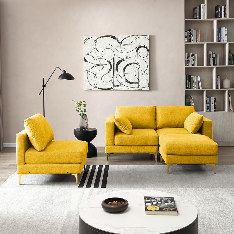 Modern Style L Shape Upholstered DIY Each Seat Sectional Sofa