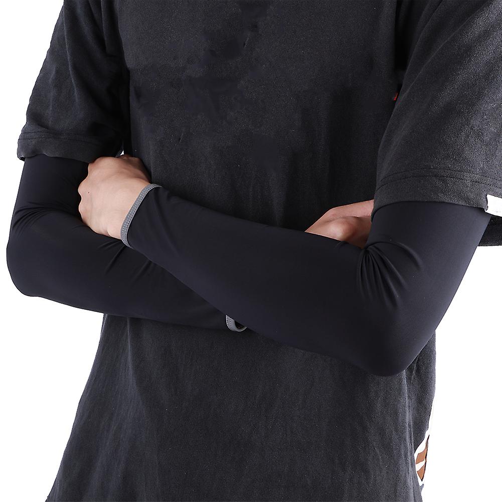 1 Pairs Arm Sleeves For Sun Protection， Reflective Strap Arm Sleeves Cooling Sports Half Finger Sleeves For Cycling， Sports， Run， Basketball[m-black]