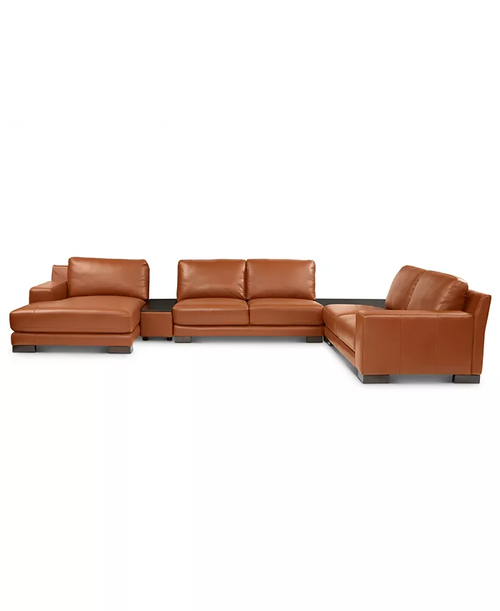 Macy's Darrium 5-Pc. Leather Chaise Sectional with Corner Table and Console