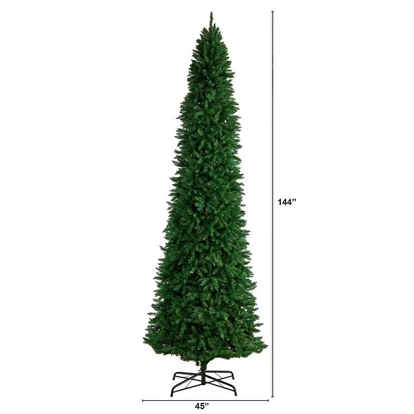 12' Slim Green Mountain Pine Artificial Christmas Tree with 3235 Bendable Branches