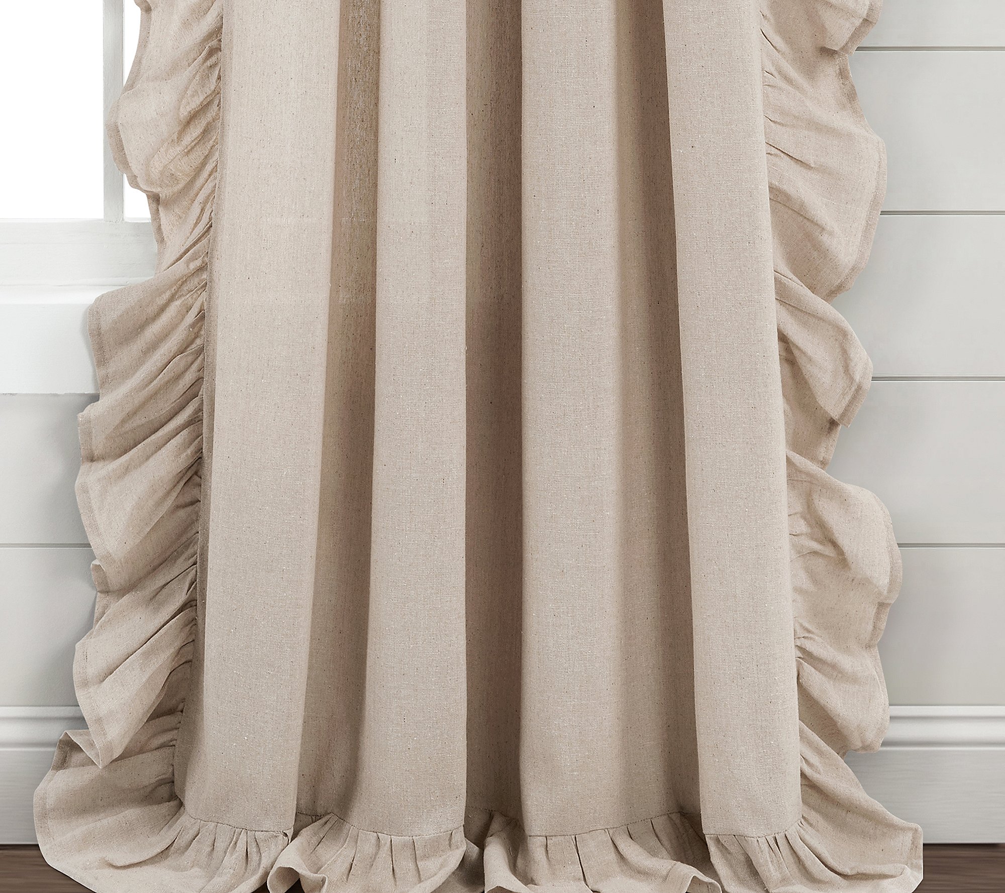 Linen Ruffle Panel Single  54X95+5 by Lush Decor