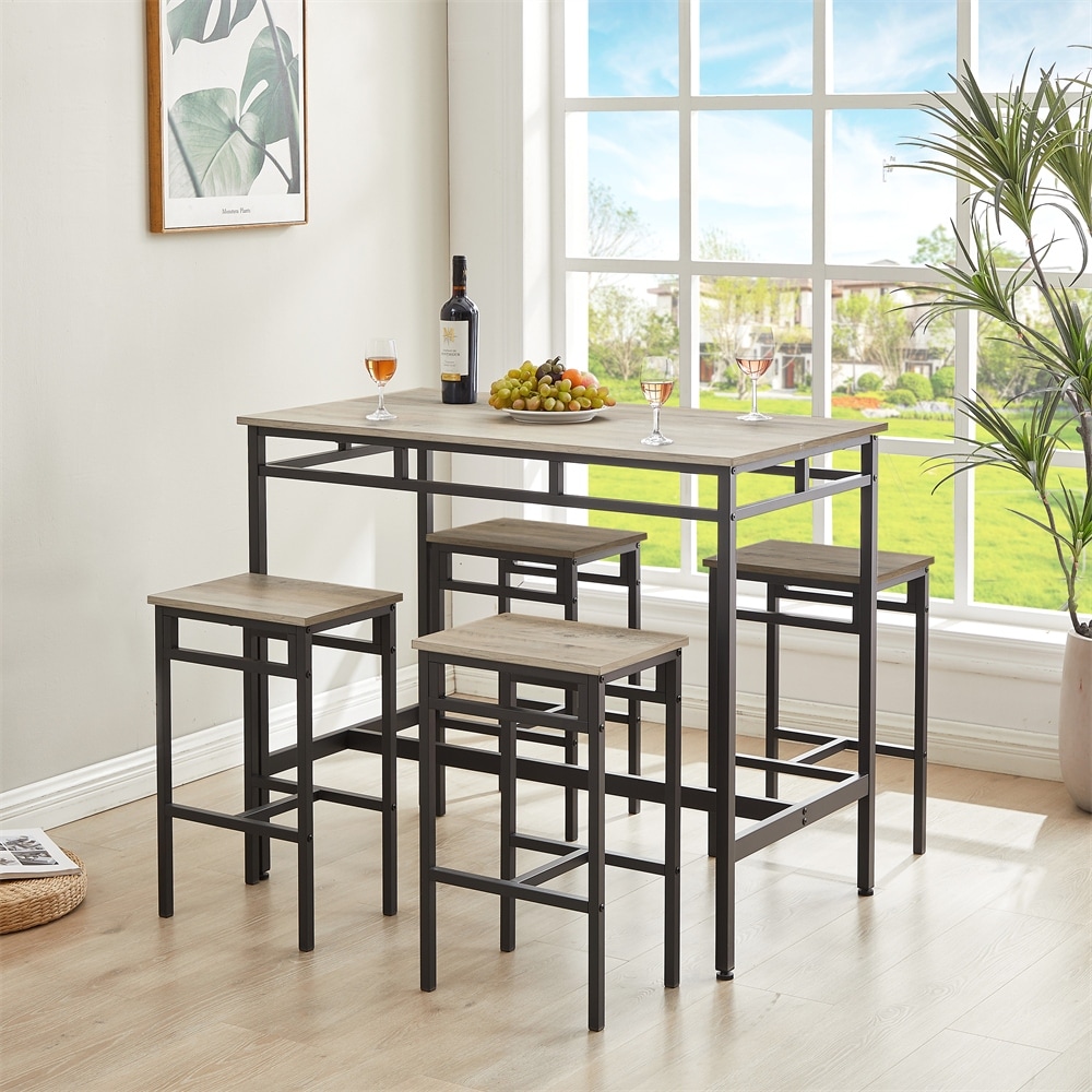 Bar Table Set of 5 PC Dinging Table Set with High Stools