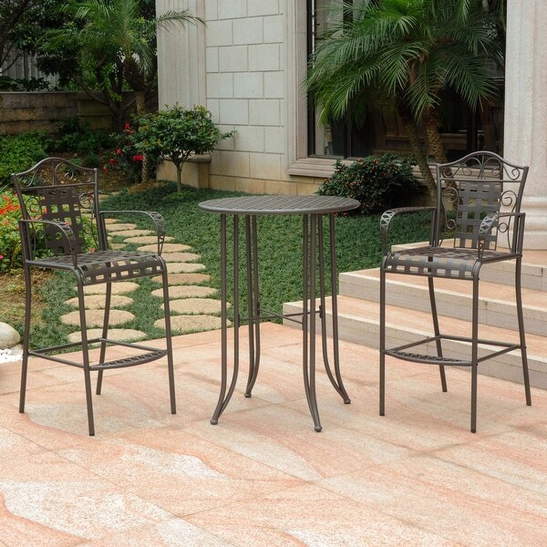 Mandalay 3Piece Outdoor Iron Bar Bistro Set (Set of 3)