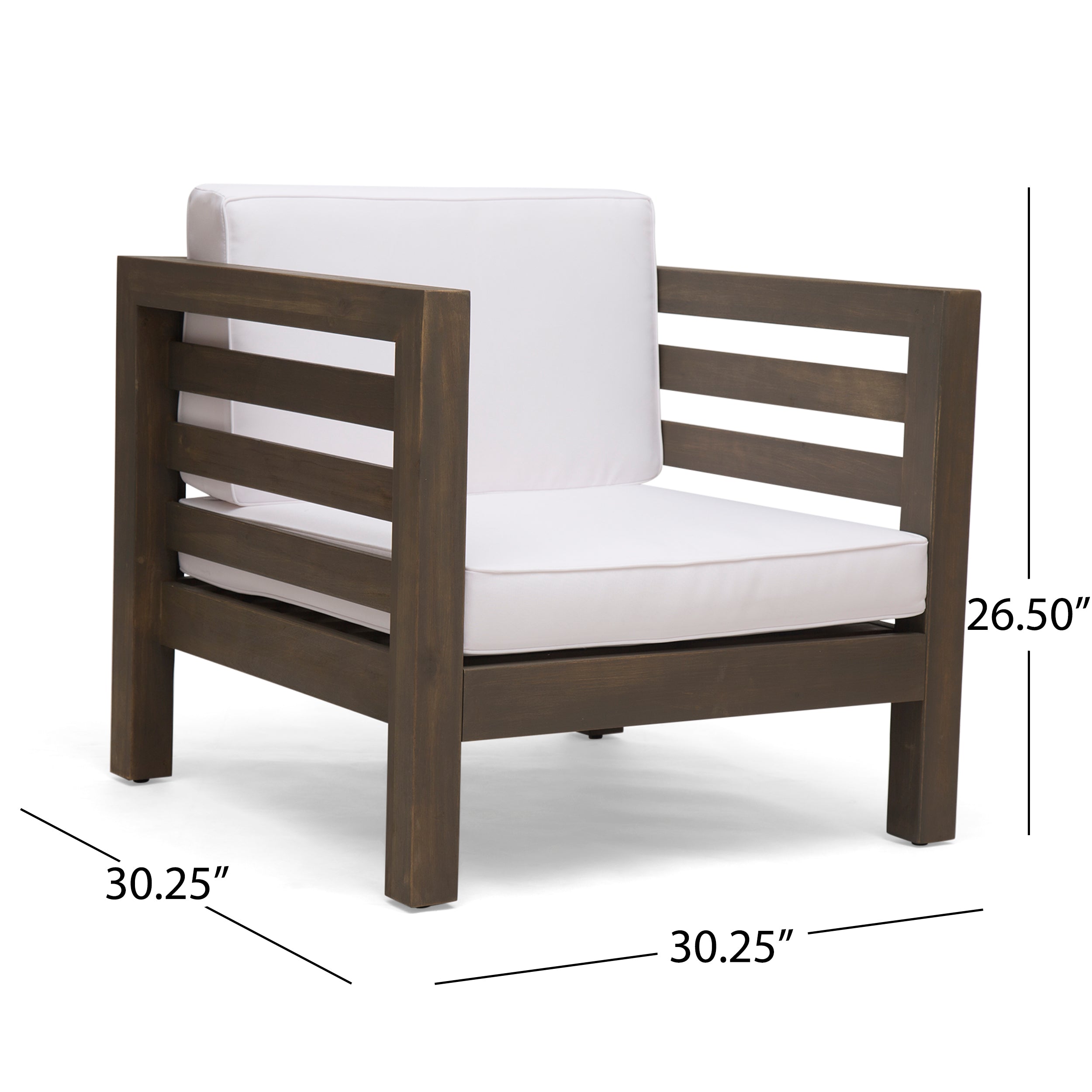 Louise Outdoor Acacia Wood Club Chair with Cushion