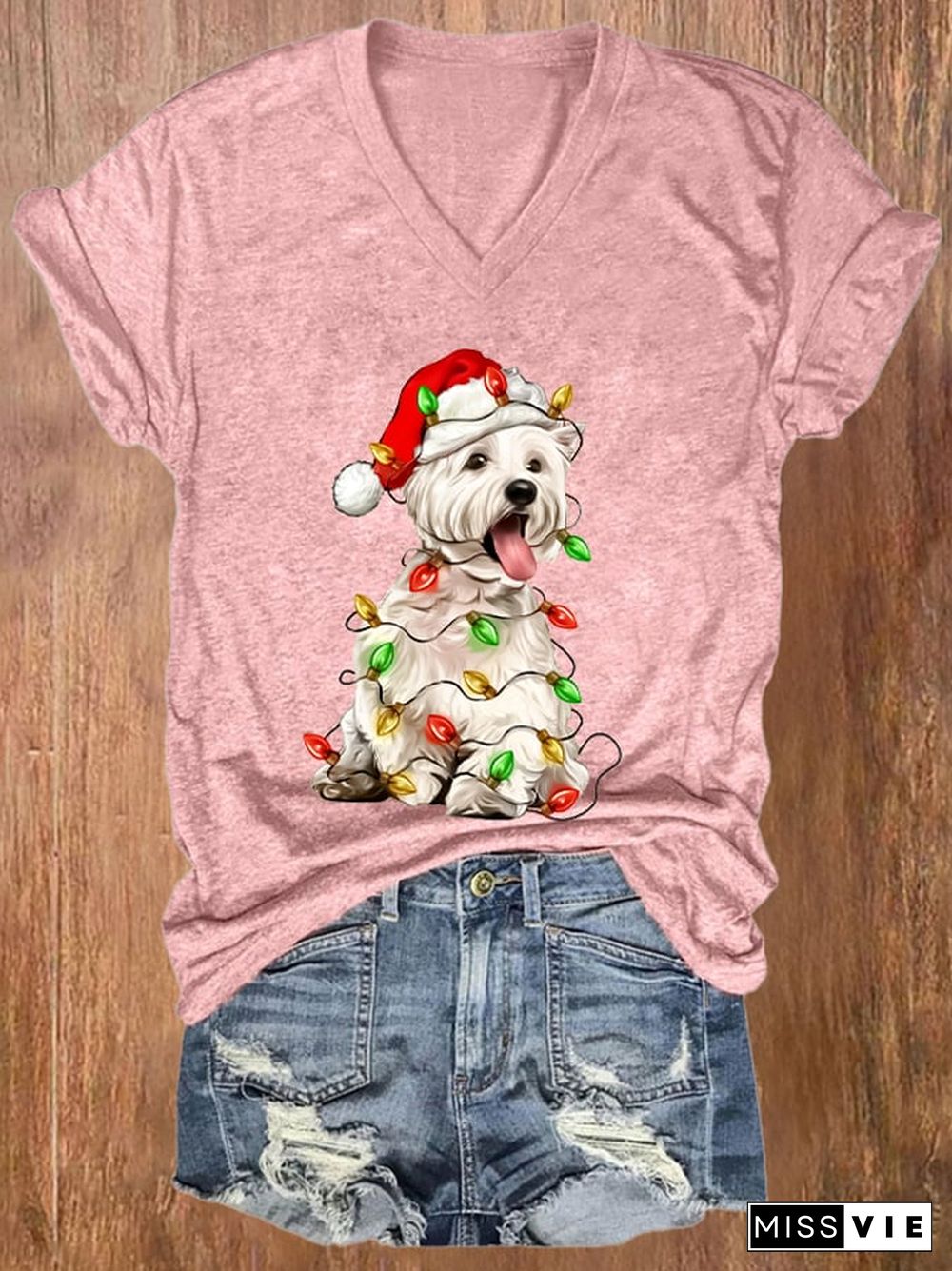 Women's Christmas Printed Short Sleeve T-Shirt