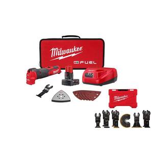 MW M12 FUEL 12V Lithium-Ion Cordless Oscillating Multi-Tool Kit with Multi-Tool Blade Kit (9-Piece) 2526-21XC-49-10-9113