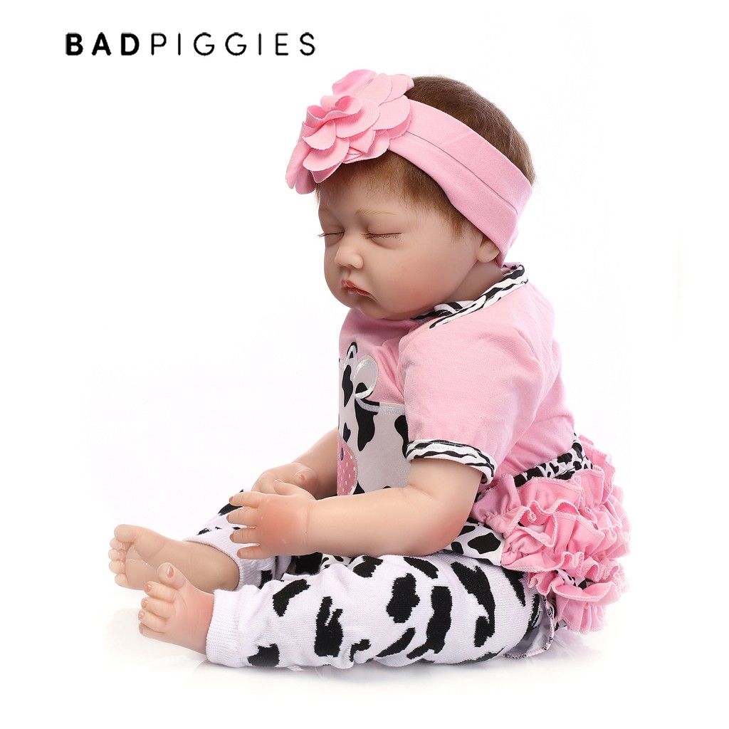 BadPiggies 22 inch Reborn Baby Dolls Girls Realistic Lifelike Handmade Dolls Toys Soft Vinyl Silicone Kids Gifts