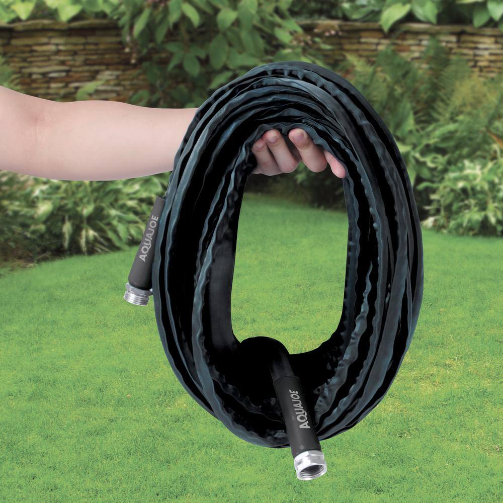 AQUA JOE 34 in. Dia x 75 ft. Fiber Jacket Contractor Grade Hose - Black AJFJH75-34-CTR-BLK