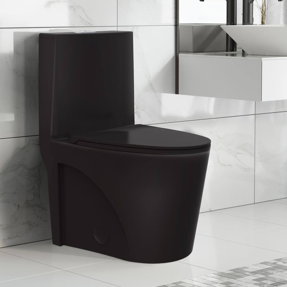 Swiss Madison St. Tropez 1-Piece 1.11.6 GPF Dual Flush Elongated Toilet in Matte Black Seat Included SM-1T254MB