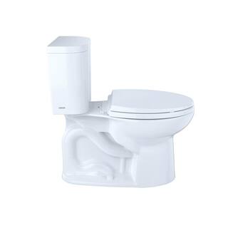 TOTO Entrada 2-Piece 1.28 GPF Single Flush Elongated Toilet in Cotton White Right Hand Trip Lever Seat Included MS244124EFR#01