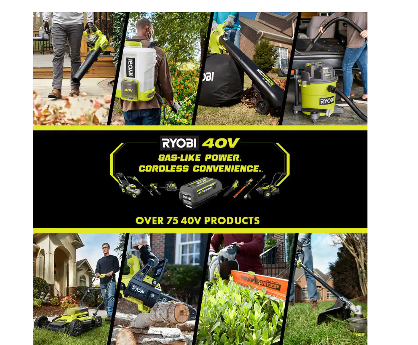 RYOBI RY40451 40V Vac Attack Cordless Leaf Vacuum/Mulcher with 5.0 Ah Battery and Charger