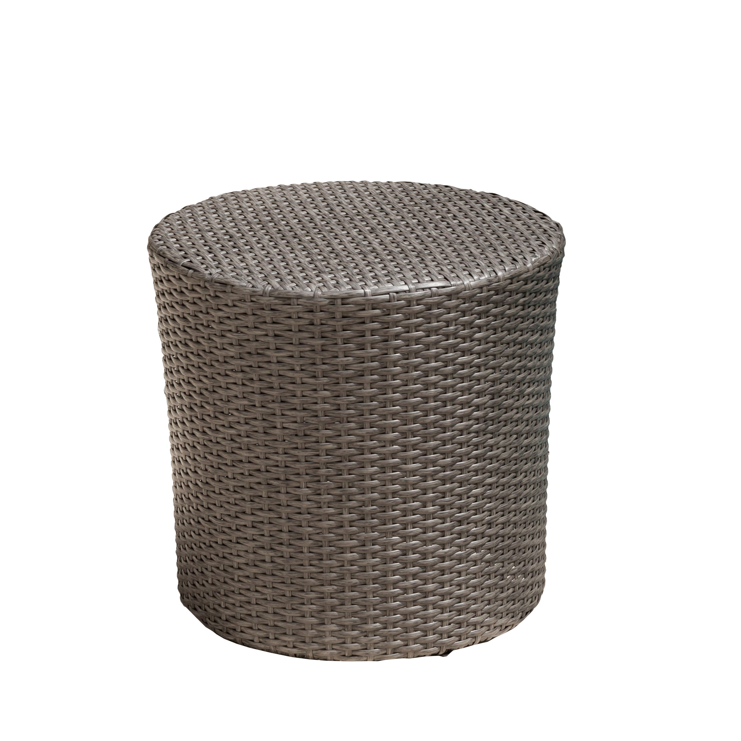 Overton Outdoor Dark Grey Wicker Barrel Side Table