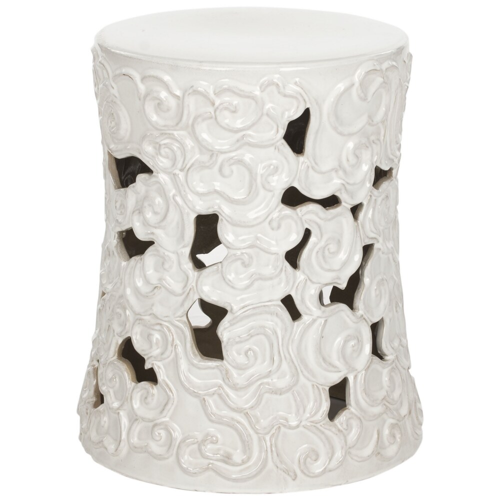 SAFAVIEH White Cloud Ceramic Decorative Garden Stool