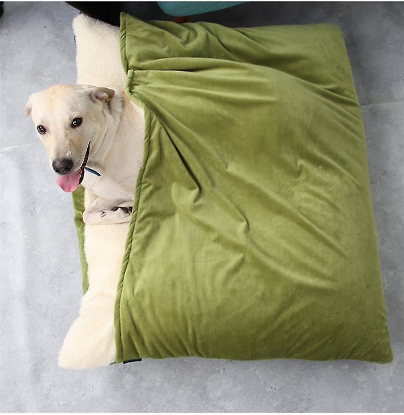 Kennel Winter Warm Cat Nest Removable And Washable Sleeping Bag Sleeping Pad Pet Supplies Dog Cushion Large Home Soft Sofas，green