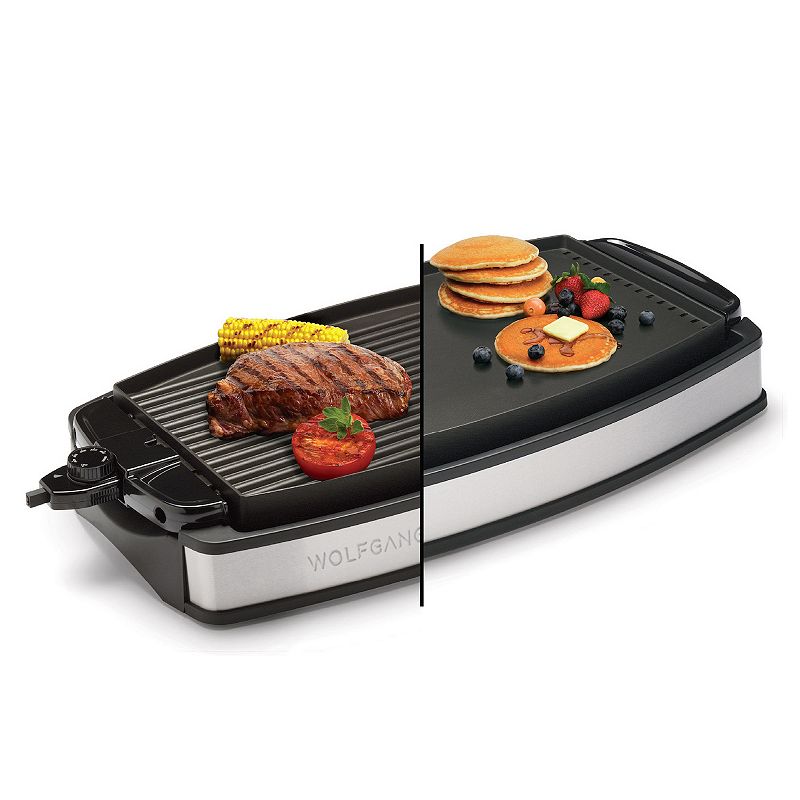 Wolfgang Puck XL Reversible Grill Griddle， Oversized Removable Cooking Plate， Nonstick Coating， Dishwasher Safe， Heats Up to 400oF， Stay Cool Handles