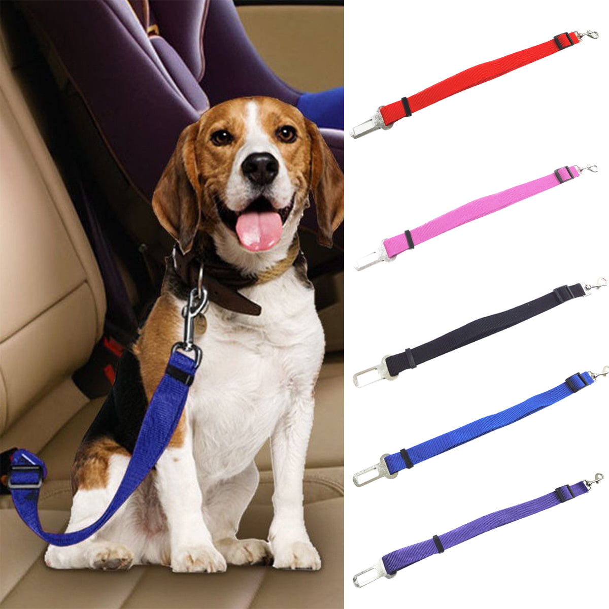 Camidy Adjustable Pet Dog Cat Car Seat Belt Safety Leads Vehicle Seatbelt Harness