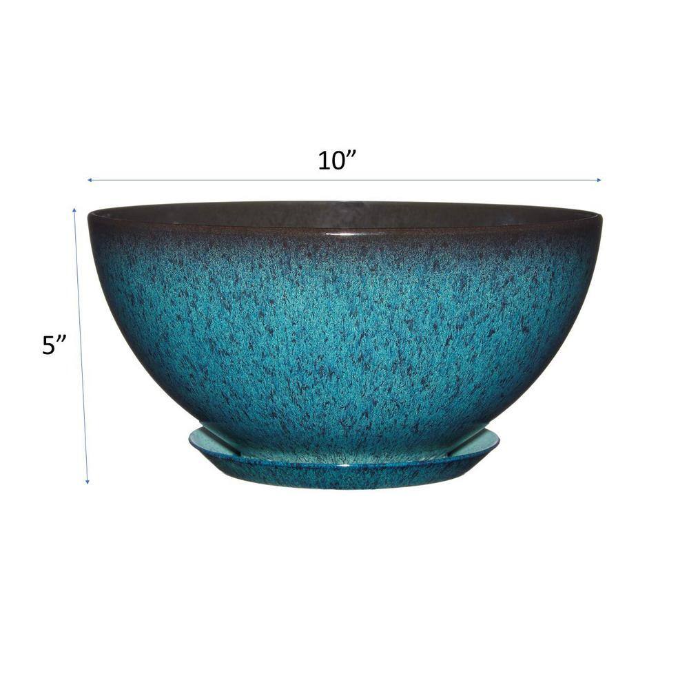 CHG CLASSIC HOME  GARDEN 10 in. Indigo Speckle Rosie Bowl Resin Planter 9010D-375R