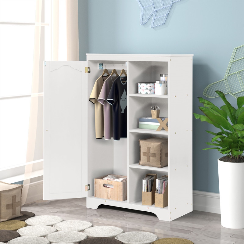 Freestanding Wardrobe Closet With Storage Shelves