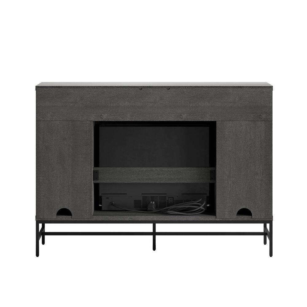 SCOTT LIVING KAPLAN 48 in. Freestanding Media Console Wooden Electric Fireplace in Gray Fawn Aged Oak HDSLFP48L-1A