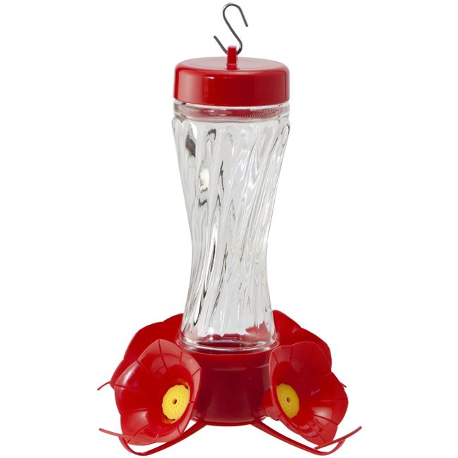 Glass Swirl Bottle Hummingbird Feeder 8 Oz.