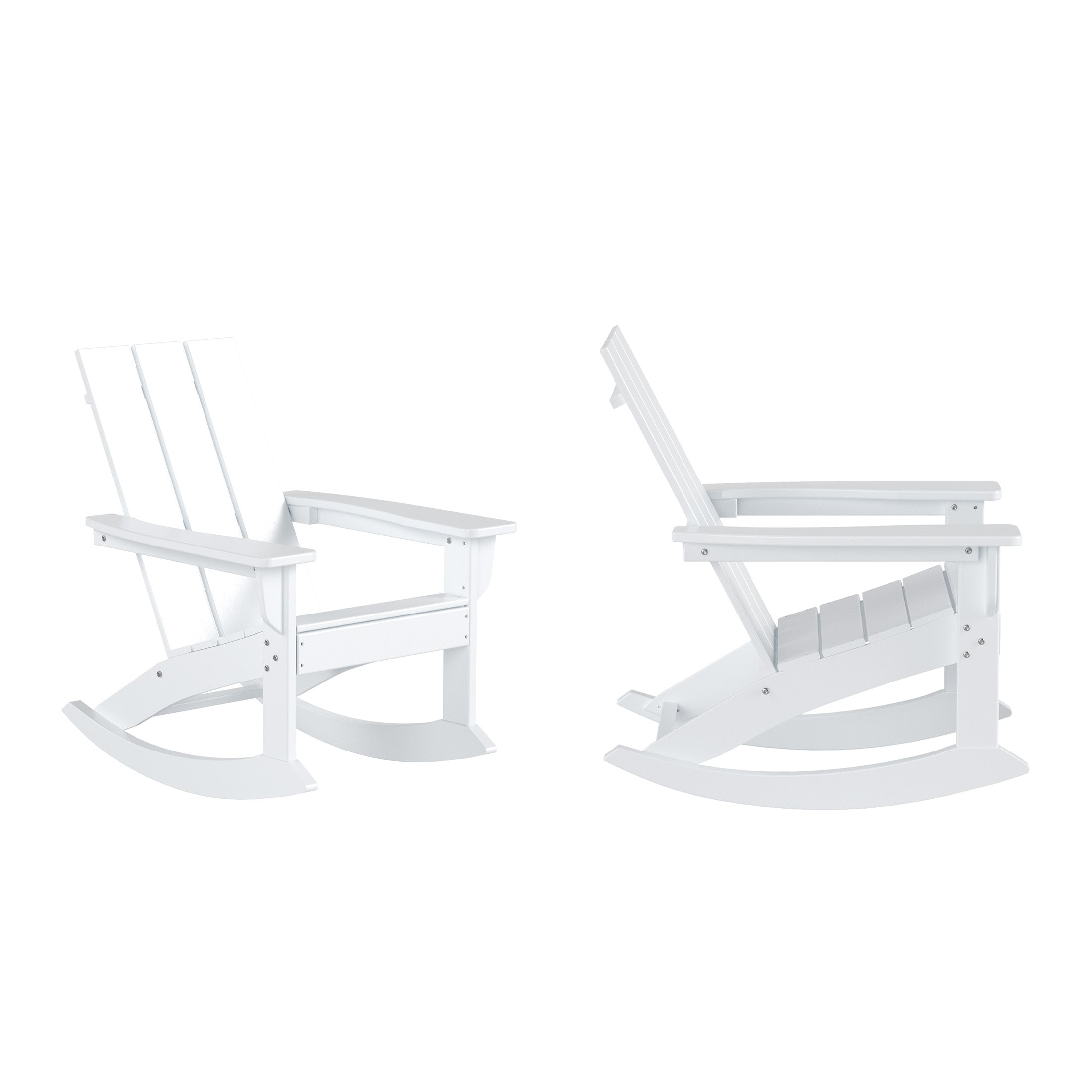 GARDEN Set of 2 Modern Plastic Outdoor Rocking Chairs for Patio Porch, White