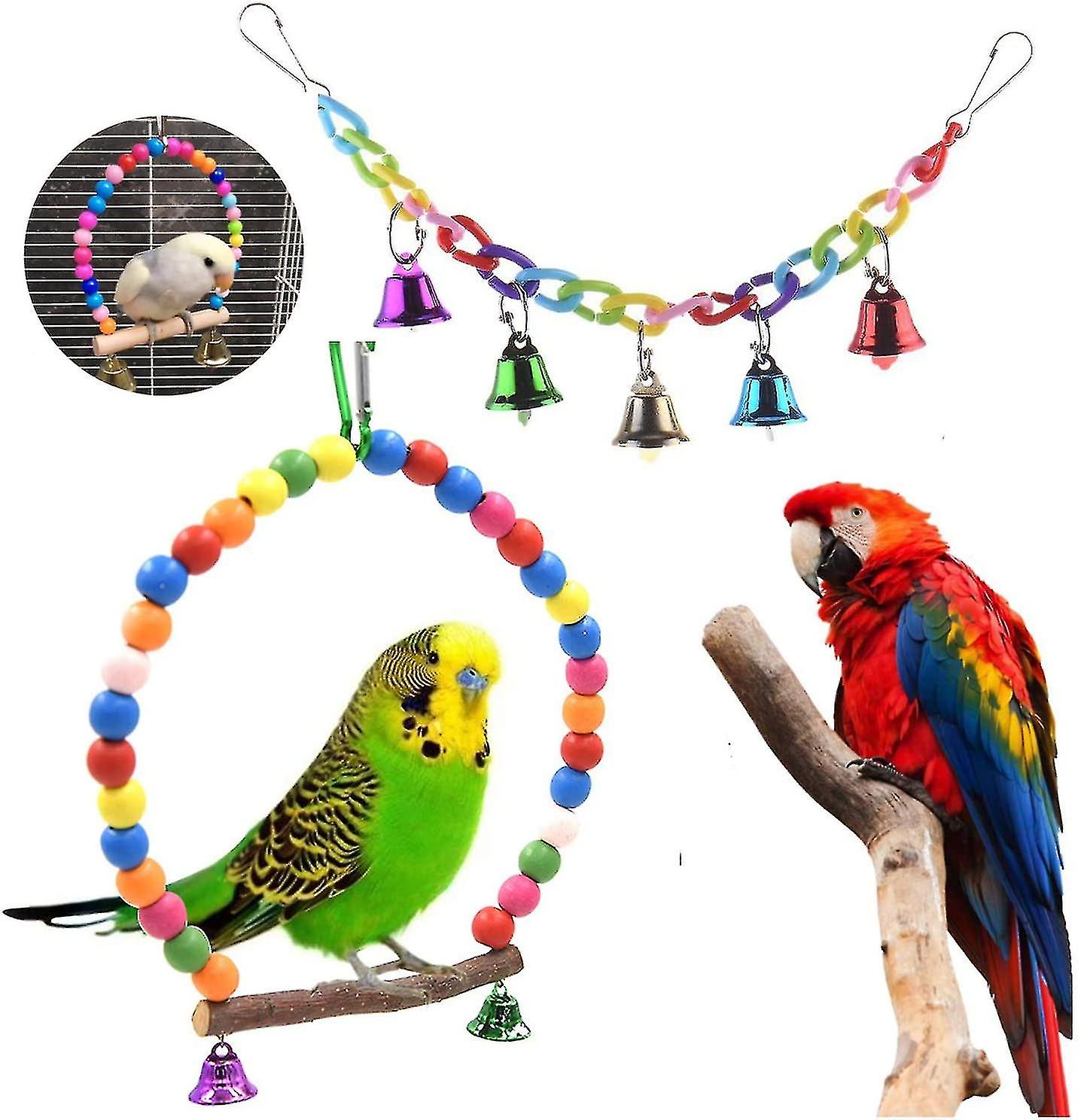 12 Packs Bird Parrot Swing Chewing Toys - Hanging Bell Birds Cage Toys Suitable