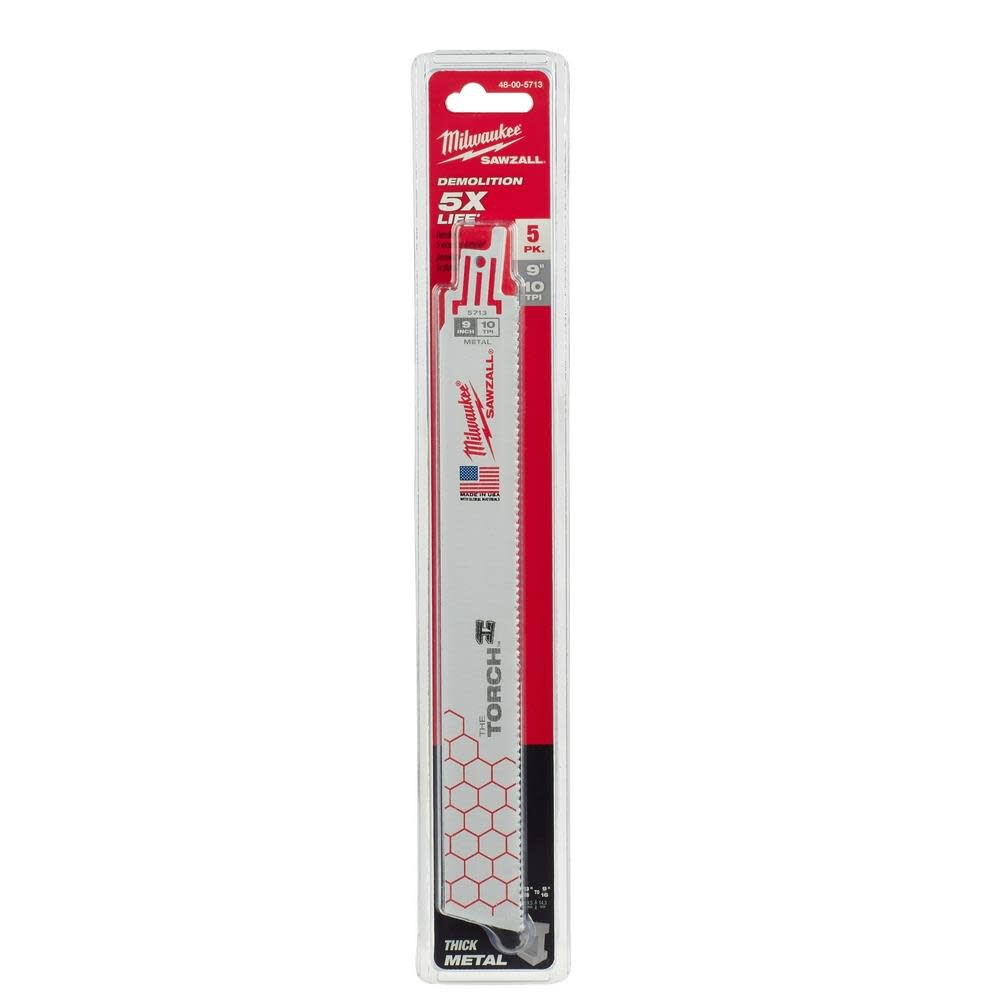 MW 9 in. 10 TPI THE TORCH SAWZALL Blades 5PK 48-00-5713 from MW