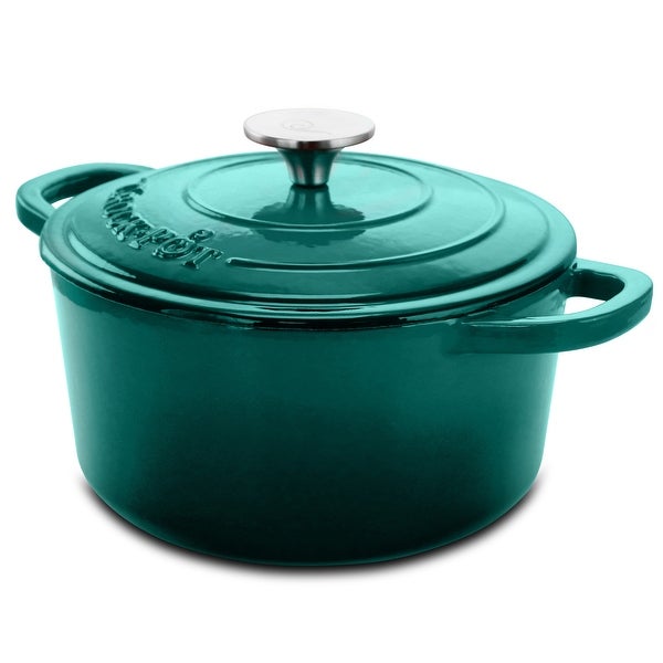 3 Quart Enameled Cast Iron Casserole with Lid in Turquoise