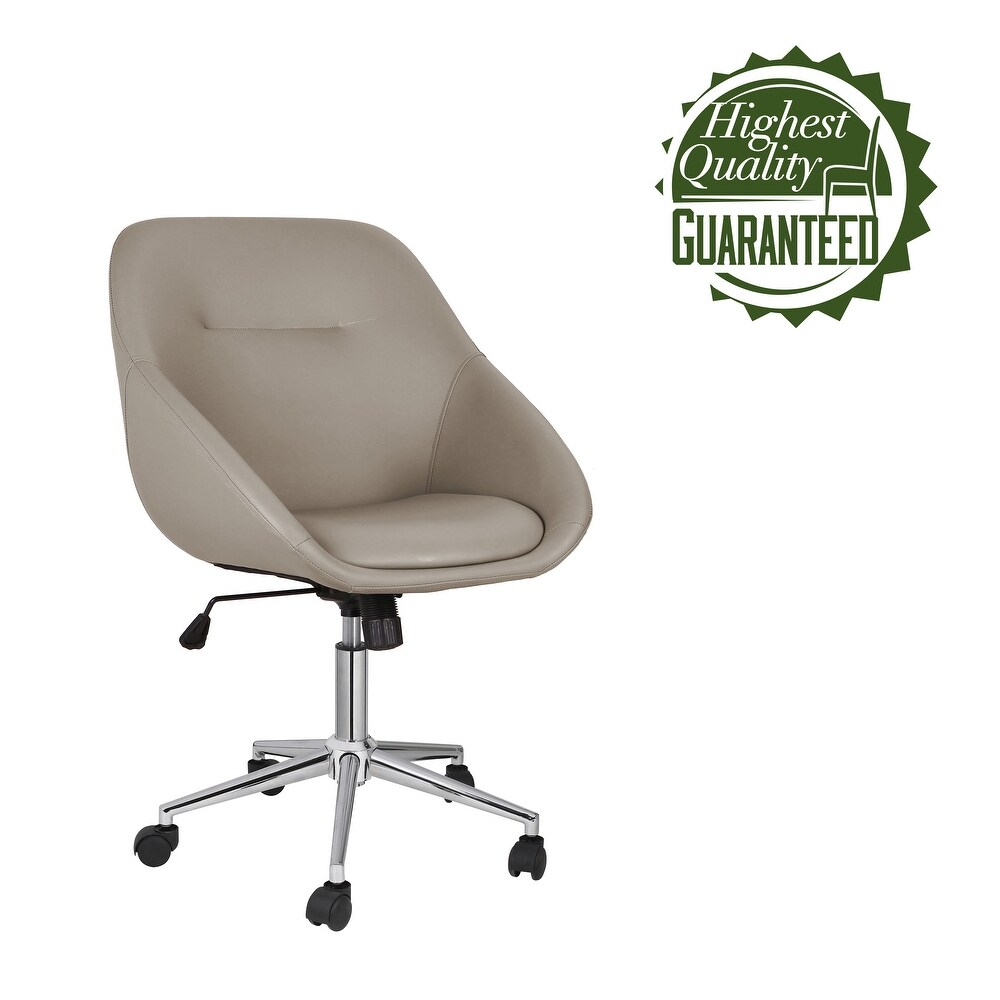 Porthos Home Hayes Swivel Office Chair  Chrome Base  PU Leather