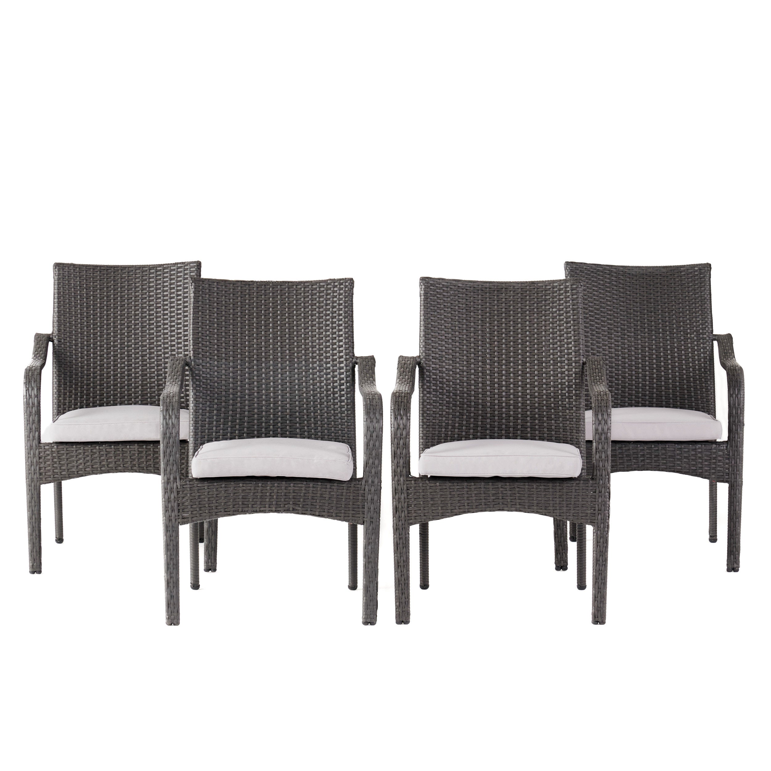 San Miguel Grey Wicker Stackable Patio Armchairs (Set of 4)