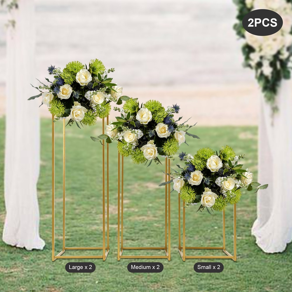 6 Pcs Wedding Flower Stands Gold Pedestal Stand