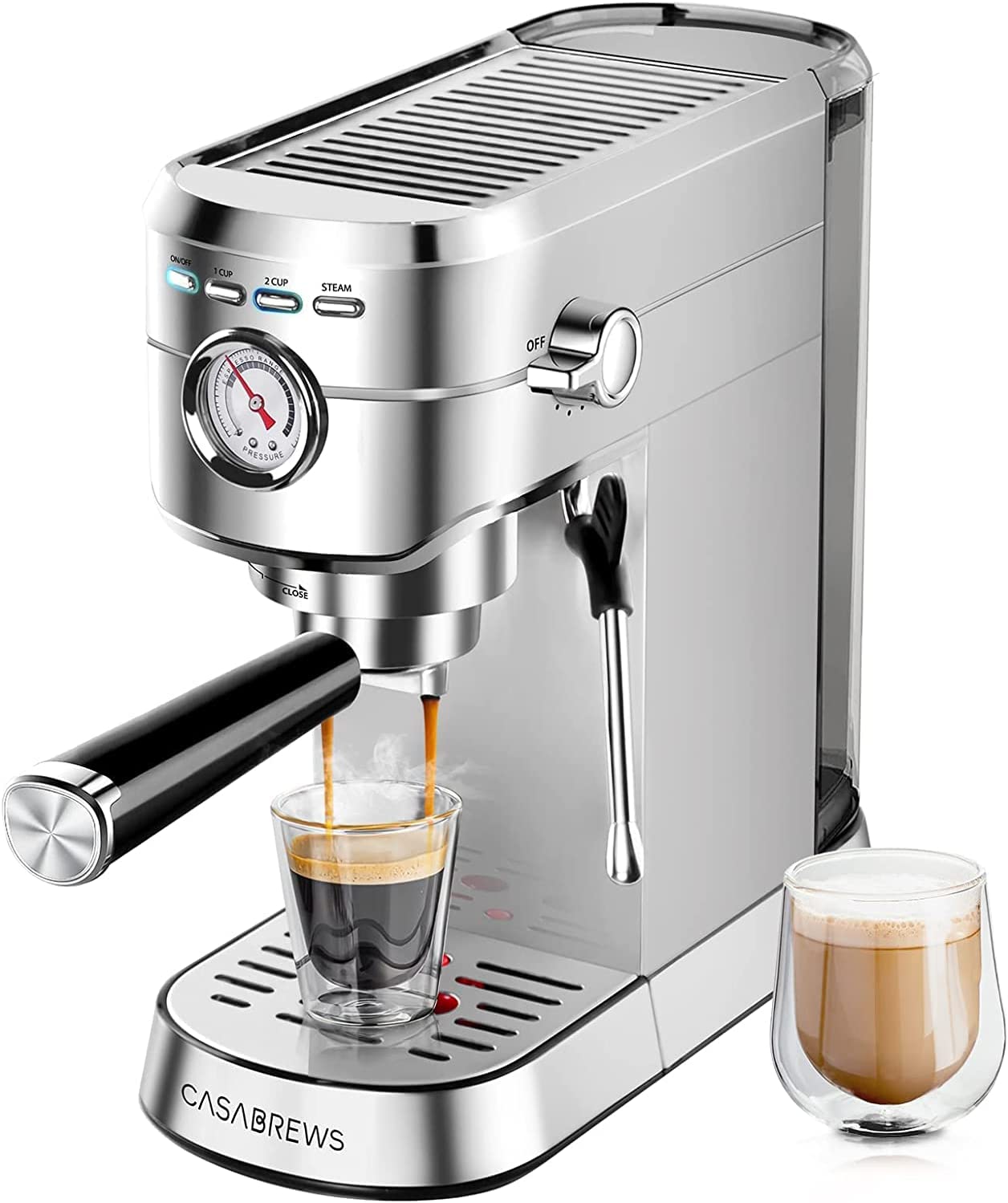 Machine 20 Bar, Professional Espresso Maker with Milk Frother Steam Wand, Compact Espresso Coffee Machine with 34oz Removable Water Tank for Cappuccino, Latte, Gift for Dad or Mom