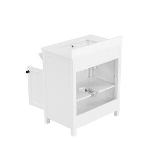 Home Decorators Collection Hanna 30 in. W x 19 in. D x 34.50 in. H Bath Vanity in White with White Cultured Marble Top Hanna 30W