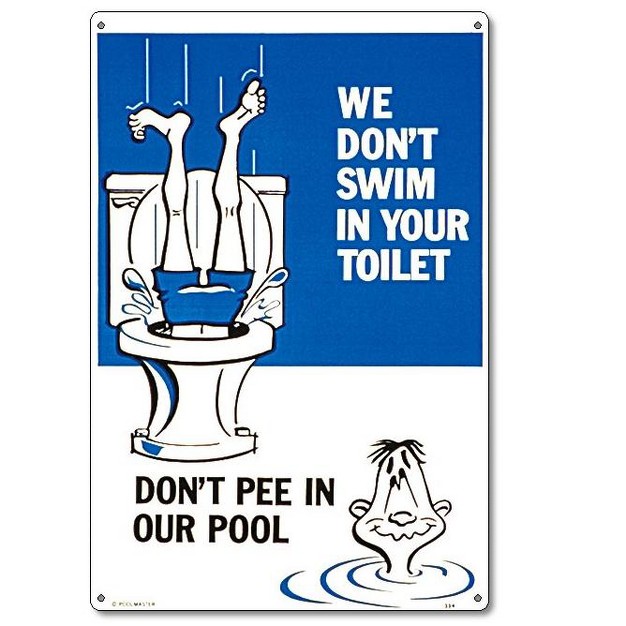 Funny Residential Swimming Pool Sign 18 quot Blue white