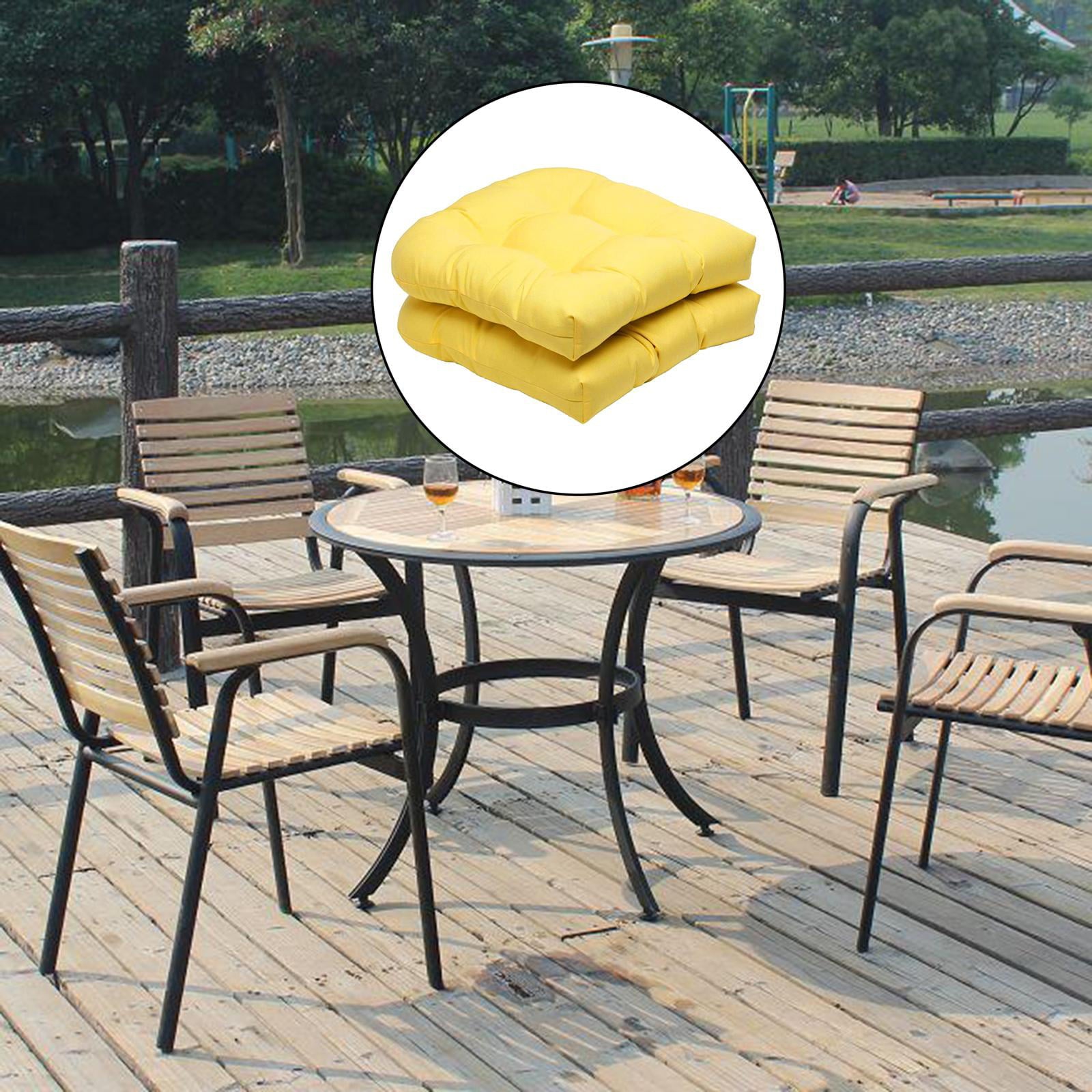 2 Pack Solid Color Tufted Pad Wicker Se Cushions 48x48cm Pio Yellow