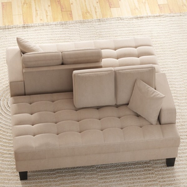 2 Pieces Tufted Chaise Lounge Recliner Set Removable Cushions Sofa with Pillow