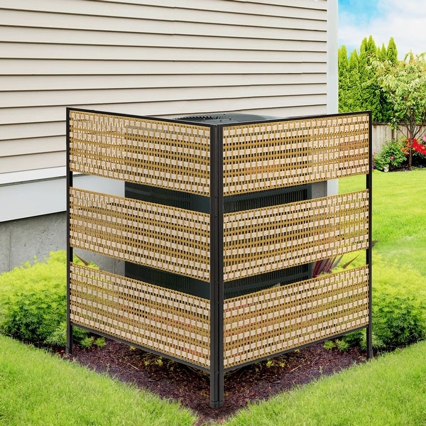 Rattan Privacy Fence Panel Screen Outside， Vinyl No Dig Outdoor Trash Can Enclosure Fence Air Conditioner Hider Fencing