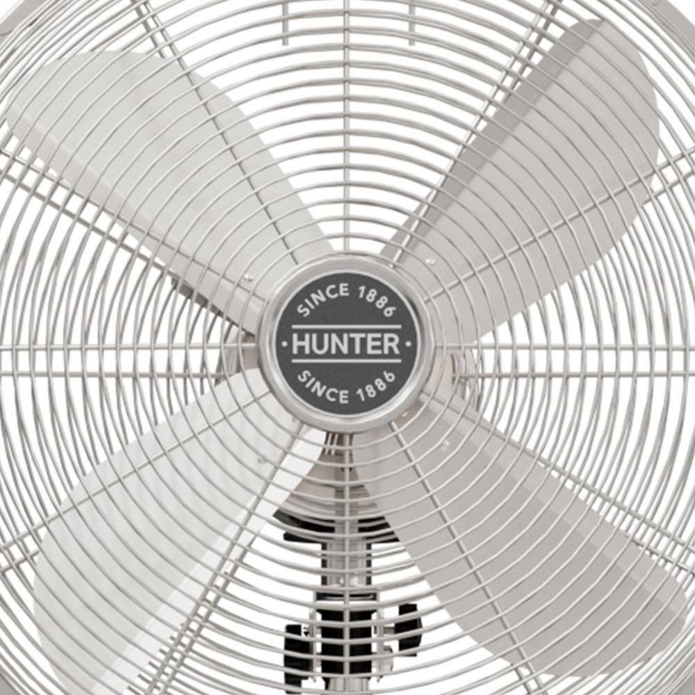 Hunter Classic 16 in. 3-speed Pedestal Fan in Brushed Nickel with Non-slip Base and Easy-Carry Handle 97317