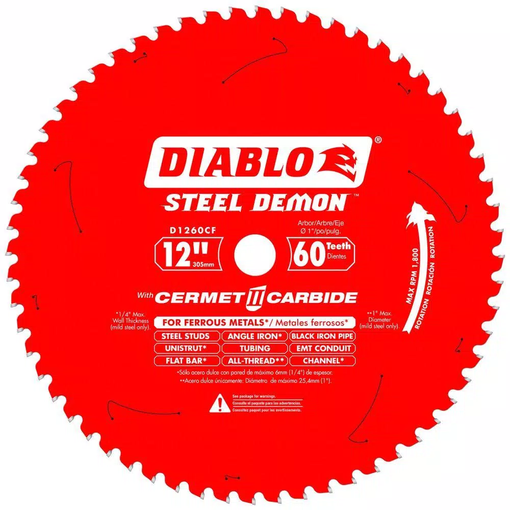 DIABLO 12 in. x 60-Tooth Steel Demon Cermet II Carbide Blade for Ferrous Metals and Stainless Steel and#8211; XDC Depot