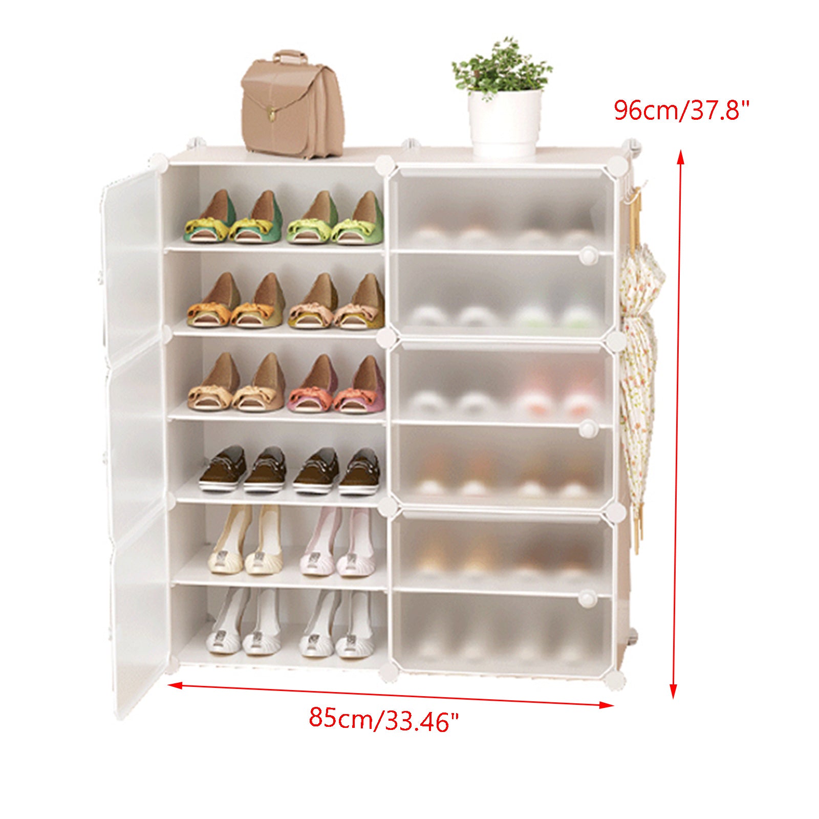 48 PCS Shoes Box Stackable Shoe Storage Cabinet Drawer Box Plastic Frame Container