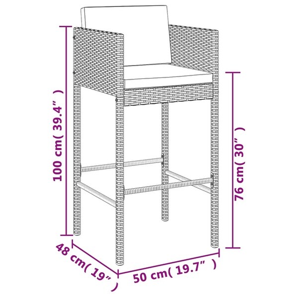 vidaXL 5 Piece Patio Bar Set with Cushions Gray Poly Rattan