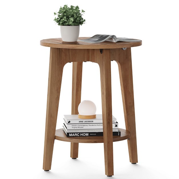 Vasagle Round Side Table With Lower Shelf End Table For Small Spaces Nightstand