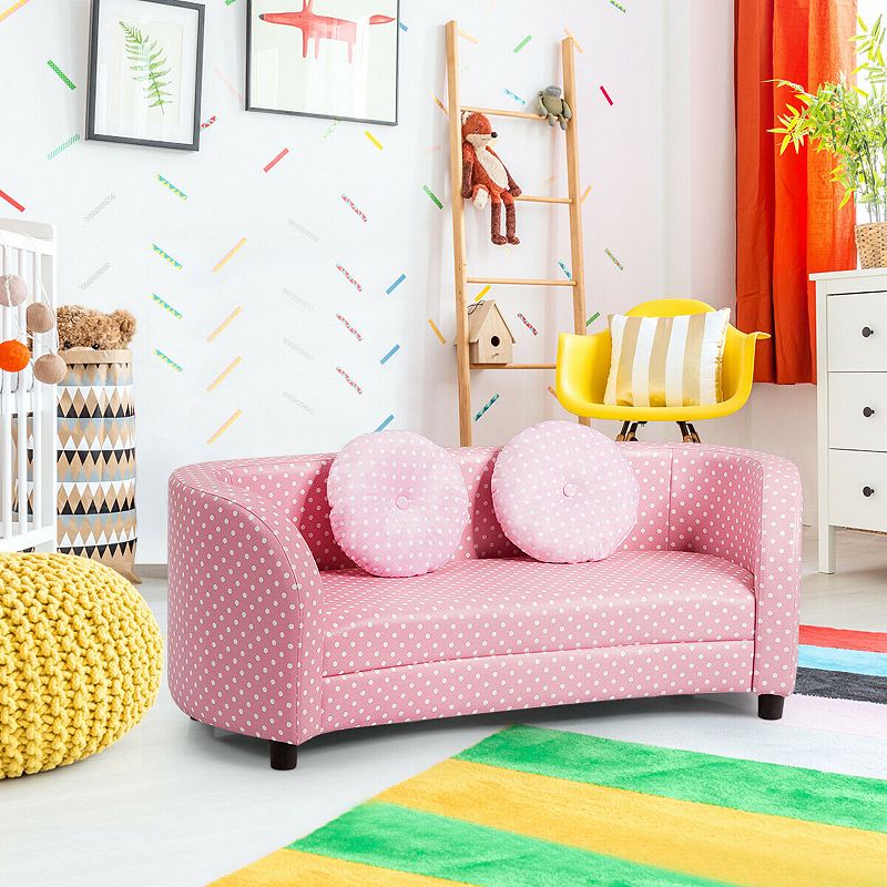 2 Seat Kid's Sofa Armrest Chair with Two Cloth Pillows