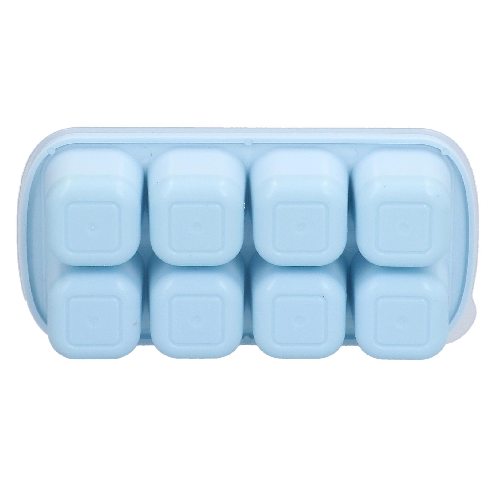 Ice Cube Tray， 8 Grid Square Silicone Ice Mold Heat Resistant Easy Release Ice Cube Maker Mold With Removable Lid For Cocktail， Whiskey[blue]